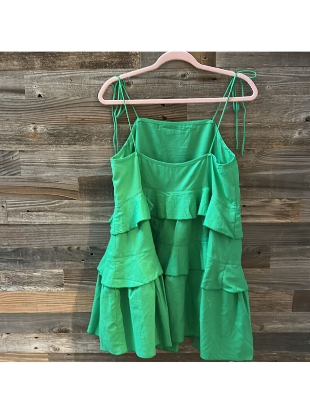 Cousin The Label Belize Dress in Kelly Green Tired Tie Strap Sundress Small NWT - Picture 4 of 9
